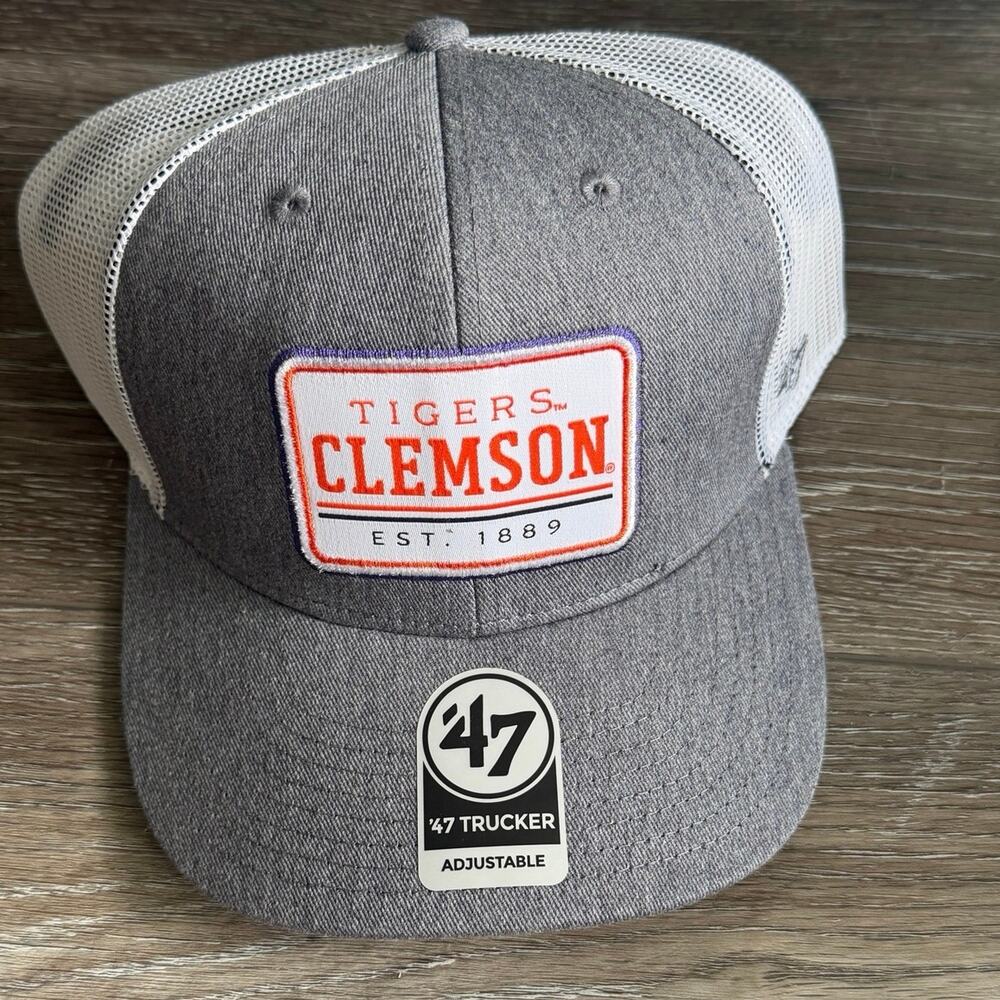 ’47 Clemson Tigers Drover Trucker Hat Heather Gray Mesh Snapback NCAA